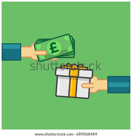 Paying Pounds in Cash for a Gift Box