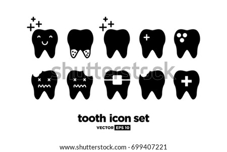 Flat Dental Tooth Icon Set
