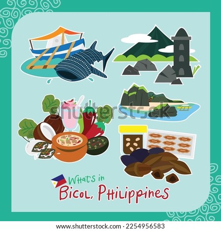 What's in Bicol Philippines Travel Vector Sticker Pack