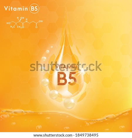 Drop vitamin B5 complex poly sphere bubble. Health supplement female face anti-aging beauty cosmetics banner template. 3D vector EPS10 illustration 商業照片 © 
