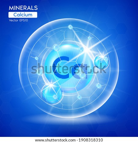 Minerals Calcium for health. Pharmaceutical banner template Capsule with minerals blue. Scientific research medical and dietary supplement health care concept. 3D Vector EPS10