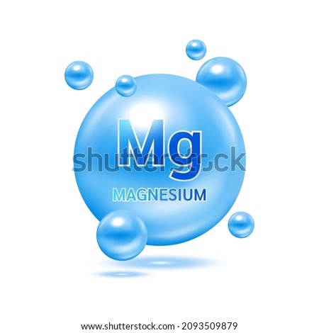 Minerals Magnesium Mg and Vitamin for health. Medical and dietary supplement health care concept. 3D Vector EPS10 illustration. Isolated on a white background.