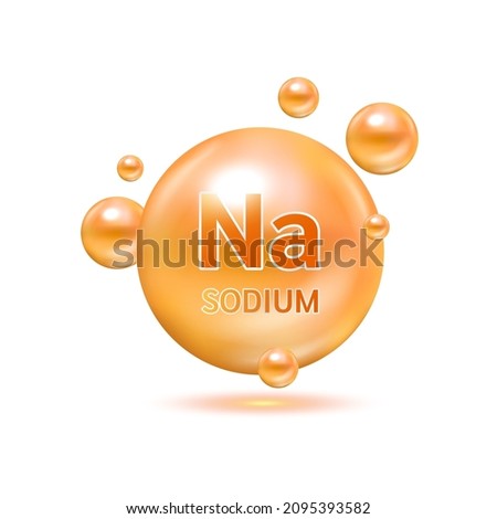 Minerals Sodium Na and Vitamin for health. Medical and dietary supplement health care concept. 3D Vector EPS10 illustration. Isolated on a white background.