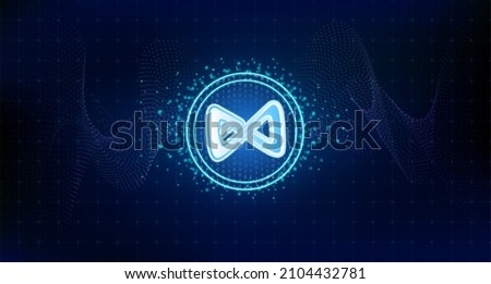 Axie infinity currency. On blockchain technology background. Electronic crypto currency modern technology. Online bank and financial communications futuristic. ​International stock exchange. Vector.