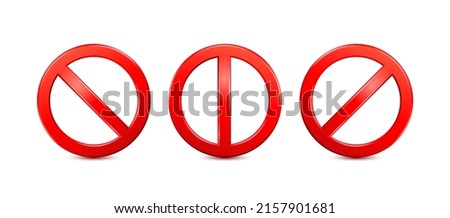 Prohibition sign red 3D isolated on white background. Prohibition symbol template icon vector EPS10 Illustration.