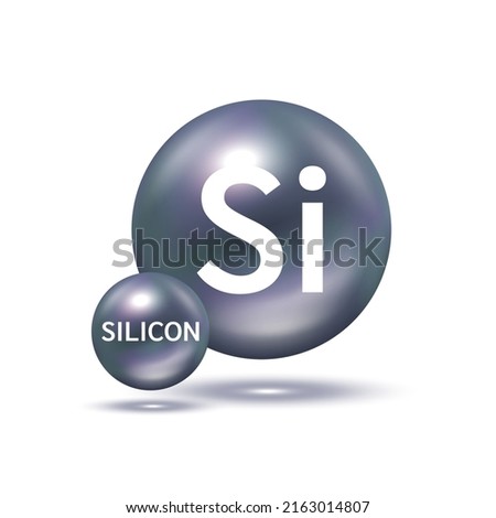 Silicon molecule models black. Ecology and biochemistry concept. Isolated spheres on white background. 3D Vector Illustration.