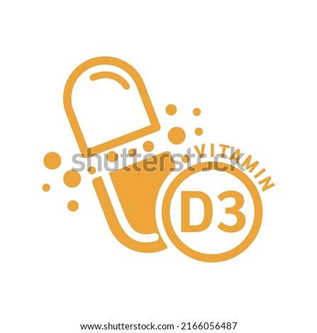 Vitamin D3 icon orange in capsule form simple line. Isolated on a white background. Medical symbol concept. Design for use on web app mobile and print media. Vector EPS10 illustration.