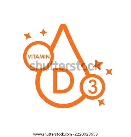 Simple drop water line vitamin D3 icon symbol orange isolated on a white background for mobile app and websites. Vector illustration.