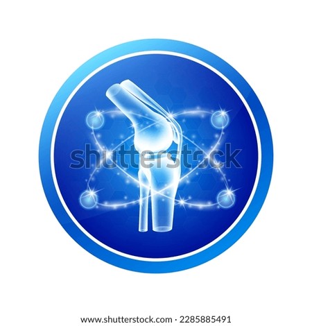 Bone joint health care labels of circle shapes. Sticker for package design template medical. Human organs translucent white badge. Products food supplement logo concepts. 3D Vector EPS10.