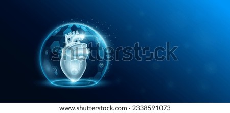 Heart human organ inside transparent dome shield protection futuristic with medical icon. Medical technology innovation health care. Empty space for text. Medical science ads website banner. Vector.
