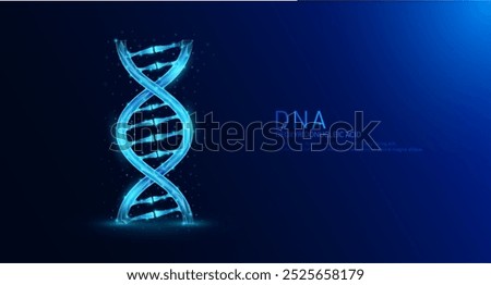 Chromosome DNA or deoxyribonucleic acid gene double helix blue glowing polygonal. Nucleus cell genetic synthetic biology combined. Medical science background vector.