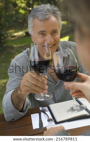 A couple drinking wine