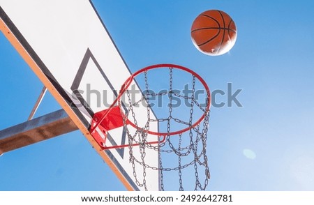 Similar – Image, Stock Photo street basket hoop and blue sky background