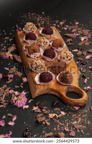 Similar – Image, Stock Photo Food Platter With Truffle Cheese, Duck Breast, Brie Cheese, Pecan Nuts, Pomegranate Seeds, Grapes, Almonds, Honey, Olives and Crackers on White Marble Background