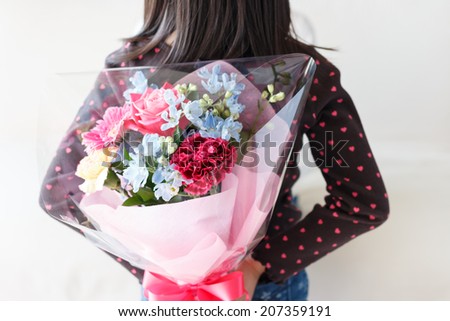 Presenting a bouquet of flowers