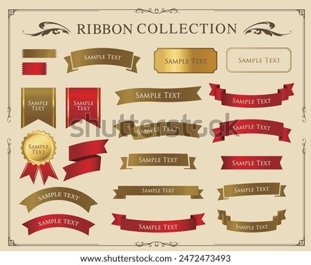 Ribbon decoration design set and antique borders and frames design