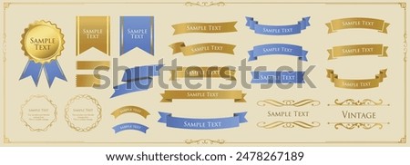 Ribbon decoration design set and antique borders and frames design