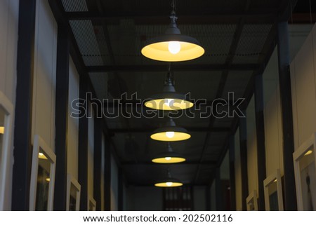 The indoor environment of modern restaurant,lighting decor