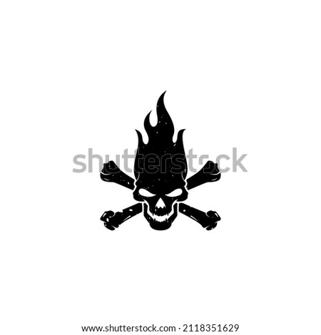 Skull Flame Logo Design Vector 