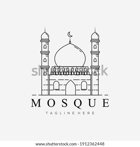 arabic mosque islamic line art logo vector illustration design