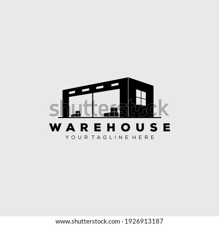 silhouette warehouse factory industry logo vector illustration design