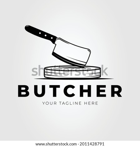 butcher knife and cutting board logo vector illustration design