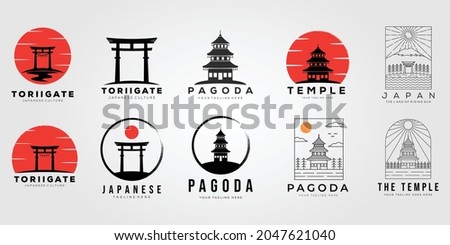 set of torii gate or collection of japan temple logo vector illustration design