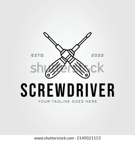 minimalist screwdriver electronic tool logo vector illustration design