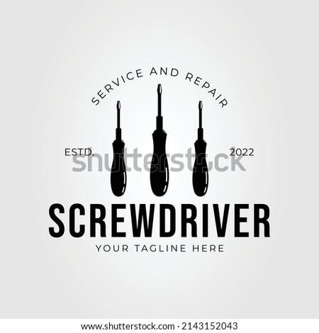 three screwdriver or workshop repair logo vector illustration design