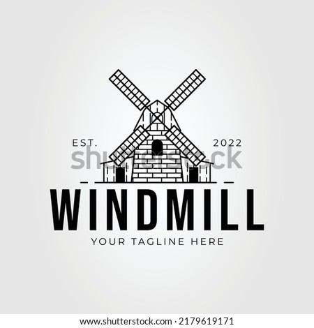 windmill with propeller or wind miller logo vector illustration design