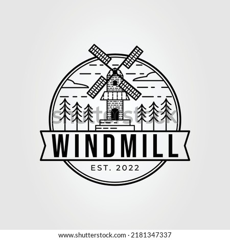 holland windmill or Netherlands spool logo vector illustration design