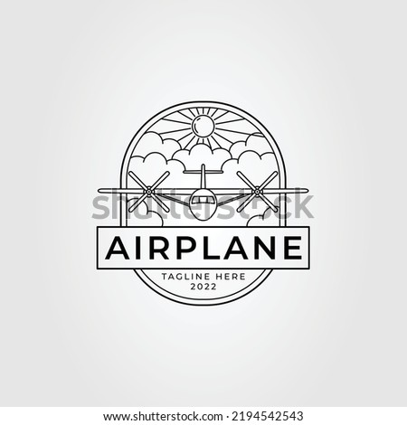 airplane with propeller or flight plane logo vector illustration design