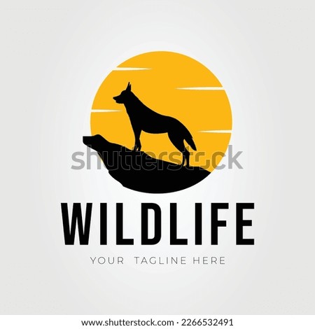 wild wolf or dog hunter logo vector illustration design