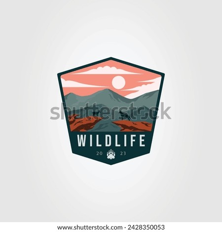 wildlife or wild wolf and goat on nature logo vector illustration design