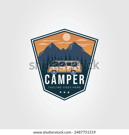 camper van or caravan car logo vector illustration design