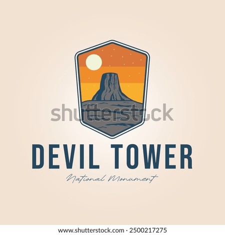 silhouette devil's tower national monument logo vector illustration design