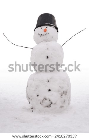 Similar – Image, Stock Photo Snowman standing in foggy winter forest