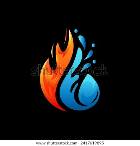 water drop and fire Logo Vector