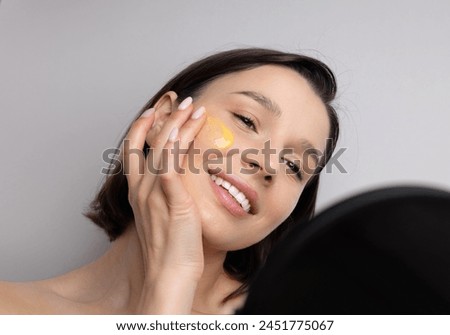 Similar – Image, Stock Photo Lemon balm in front of dot tablecloth