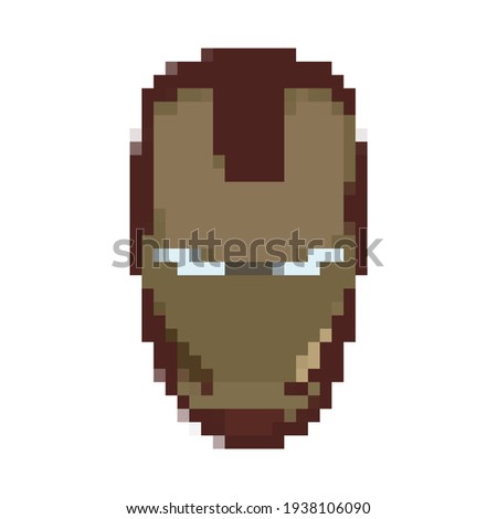 Iron man super hero mosaic vector icon placed on white background. Pixel Iron man