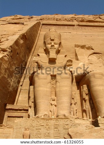 Abu Simbel Temple of  King Ramses II, a masterpiece of pharaonic arts and buildings in Old Egypt.