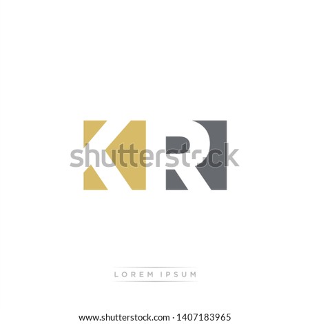 KR Logo Letter with Modern Negative space - Dark Yellow and Grey Color EPS 10 Stok fotoğraf © 