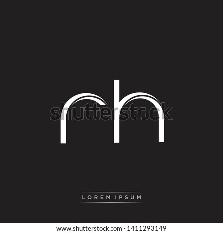 rh r h logo Initial Letter Split Lowercase Modern Isolated on Black White