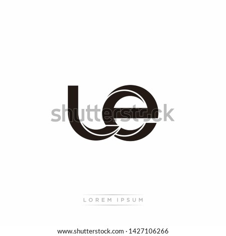 le l e Initial Letter Split Lowercase Modern Monogram linked outline rounded logo