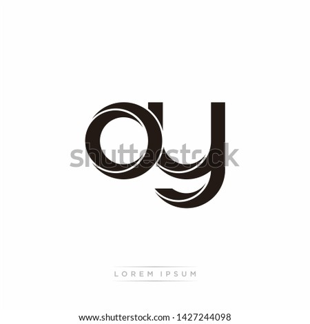 oy o y Initial Letter Split Lowercase Modern Monogram linked outline rounded logo