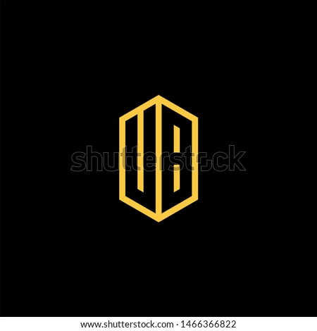 UB Logo Monogram with Negative Space with Gold colors - Modern Template EPS 10