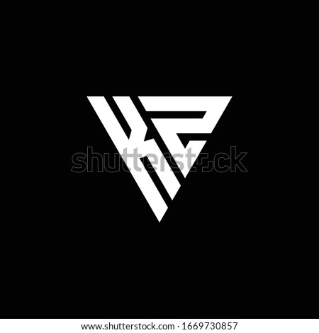 KZ Logo letter monogram with triangle shape design template isolated on black background Stok fotoğraf © 