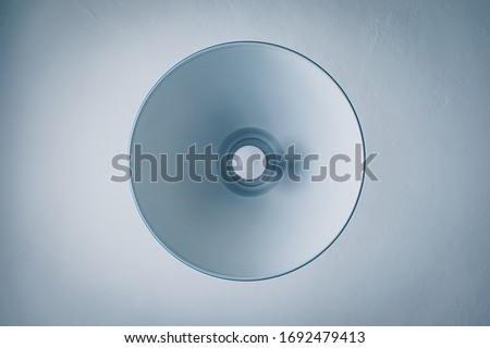 Image, Stock Photo metal lamp seen from below and white ceiling