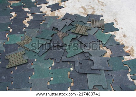 Unfinished rubber floor look like puzzle