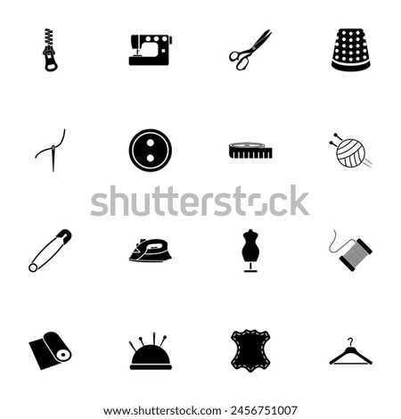 Tailoring icon - Expand to any size - Change to any colour. Perfect Flat Vector Contains such Icons as tailor, craft, material, spool, needle, shirt, dressmaker, measurement, scissors, sewing, tape